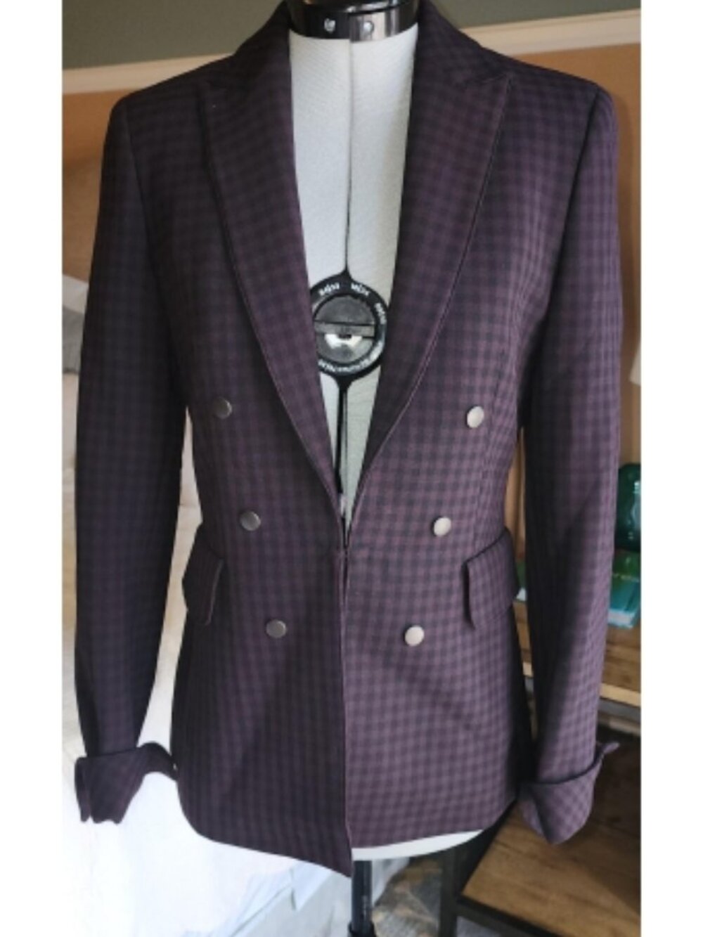 NWT Akris Punto Tailored Jacket Black Cherry Burgundy Size 2